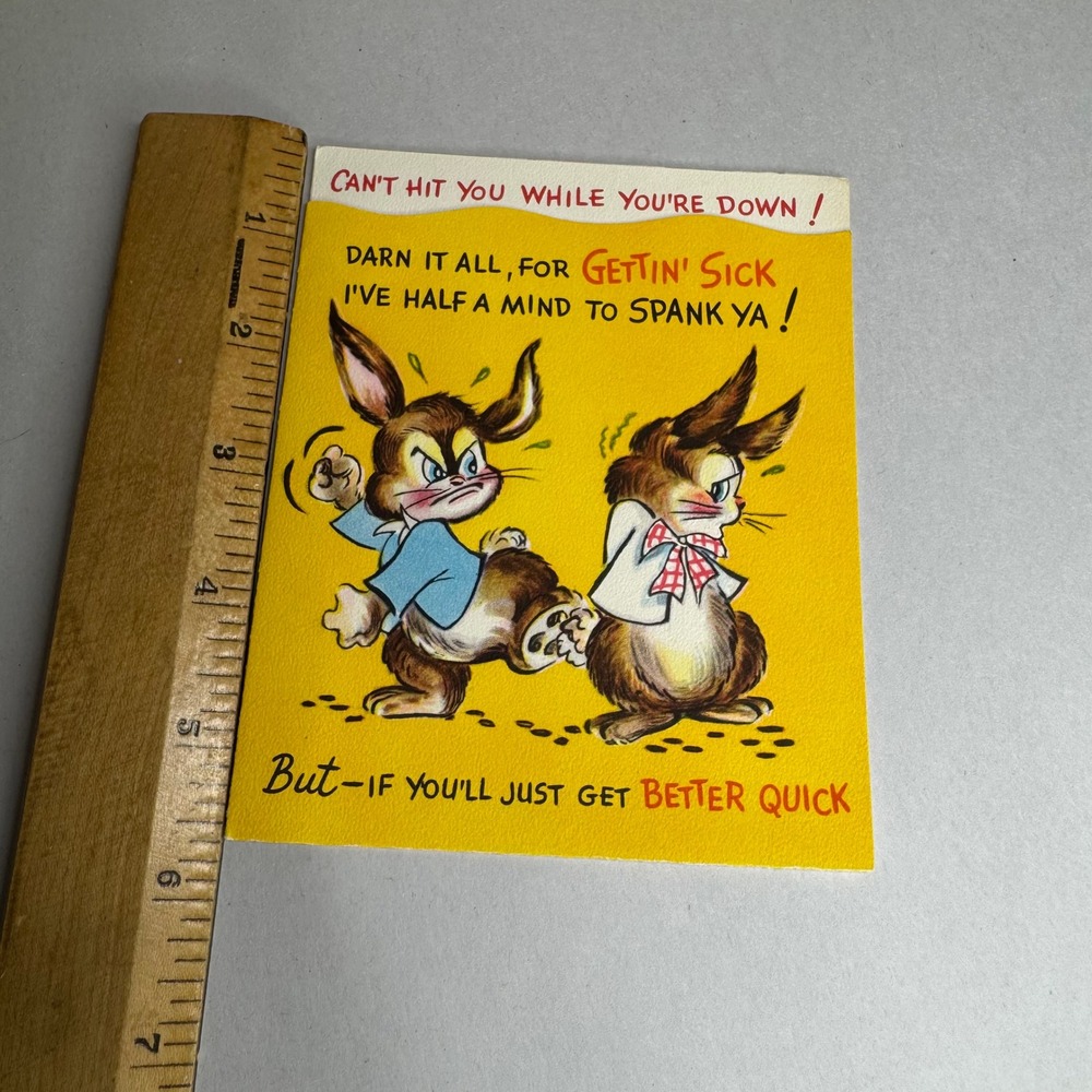 Vintage‎ Sangamon Get Well Greeting Card Bunnies Humorous 5-1514 Made in USA